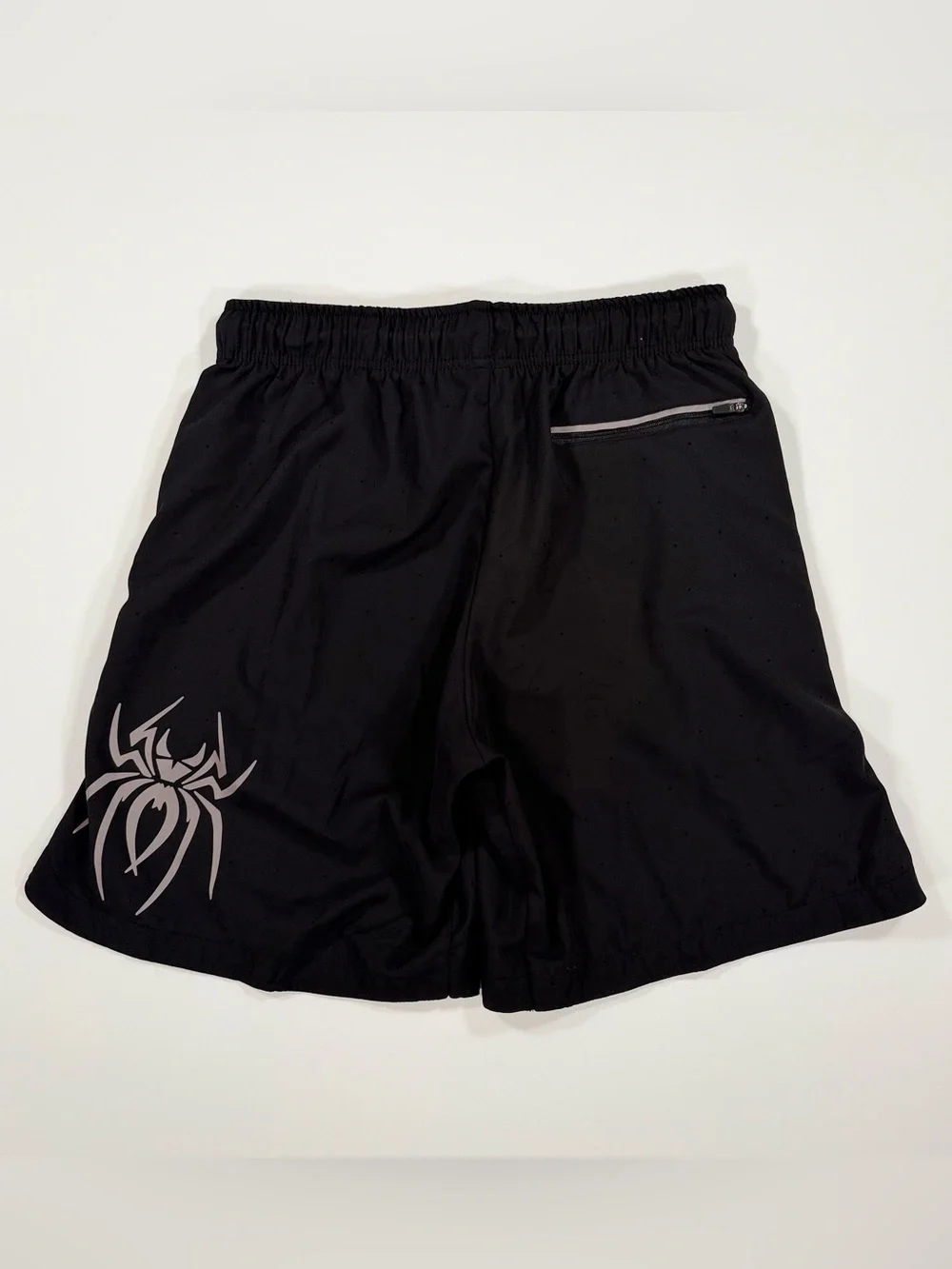 Spiderz Mens Medium Athletic Shorts Black Perforated Running Workout Gym Pockets